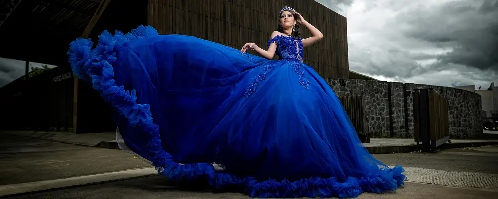 Vestido de 15 años color azul