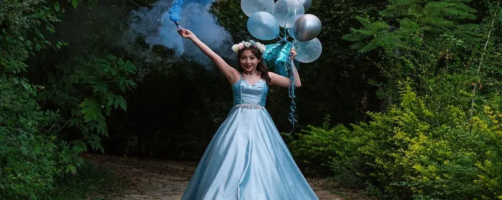 Vestido de 15 años color celeste